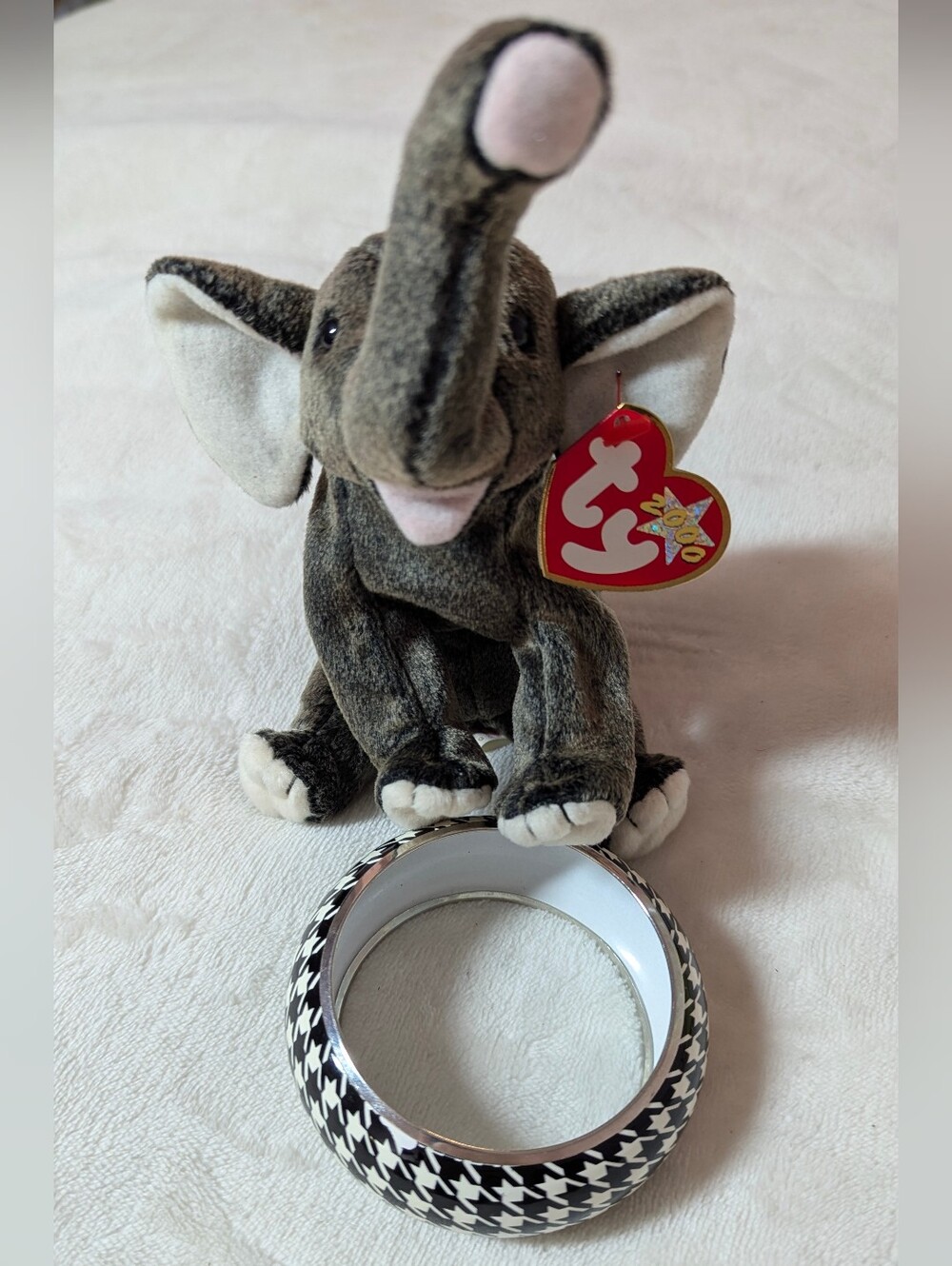 Game Day Houndstooth Bangle Bracelet Black White Chunky Mod -Big Al not included